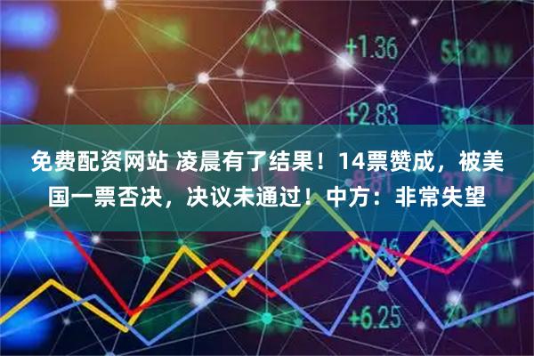 免费配资网站 凌晨有了结果！14票赞成，被美国一票否决，决议未通过！中方：非常失望